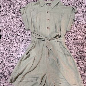 Zara Green Button-Up Romper